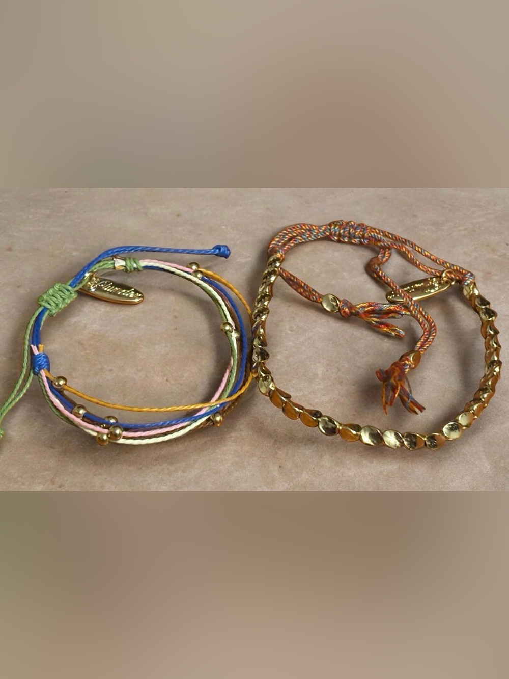 Plunder Gold Bead & Multicolor Cord Stackable Bracelet Set - Picture 2 of 4